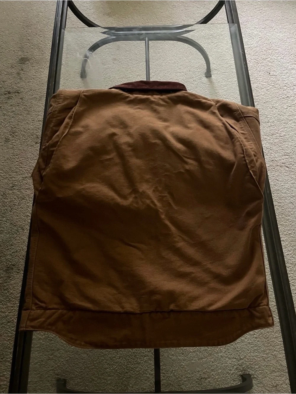 Carhartt Brown Canvas Work Jacket with Dark Corduroy Collar